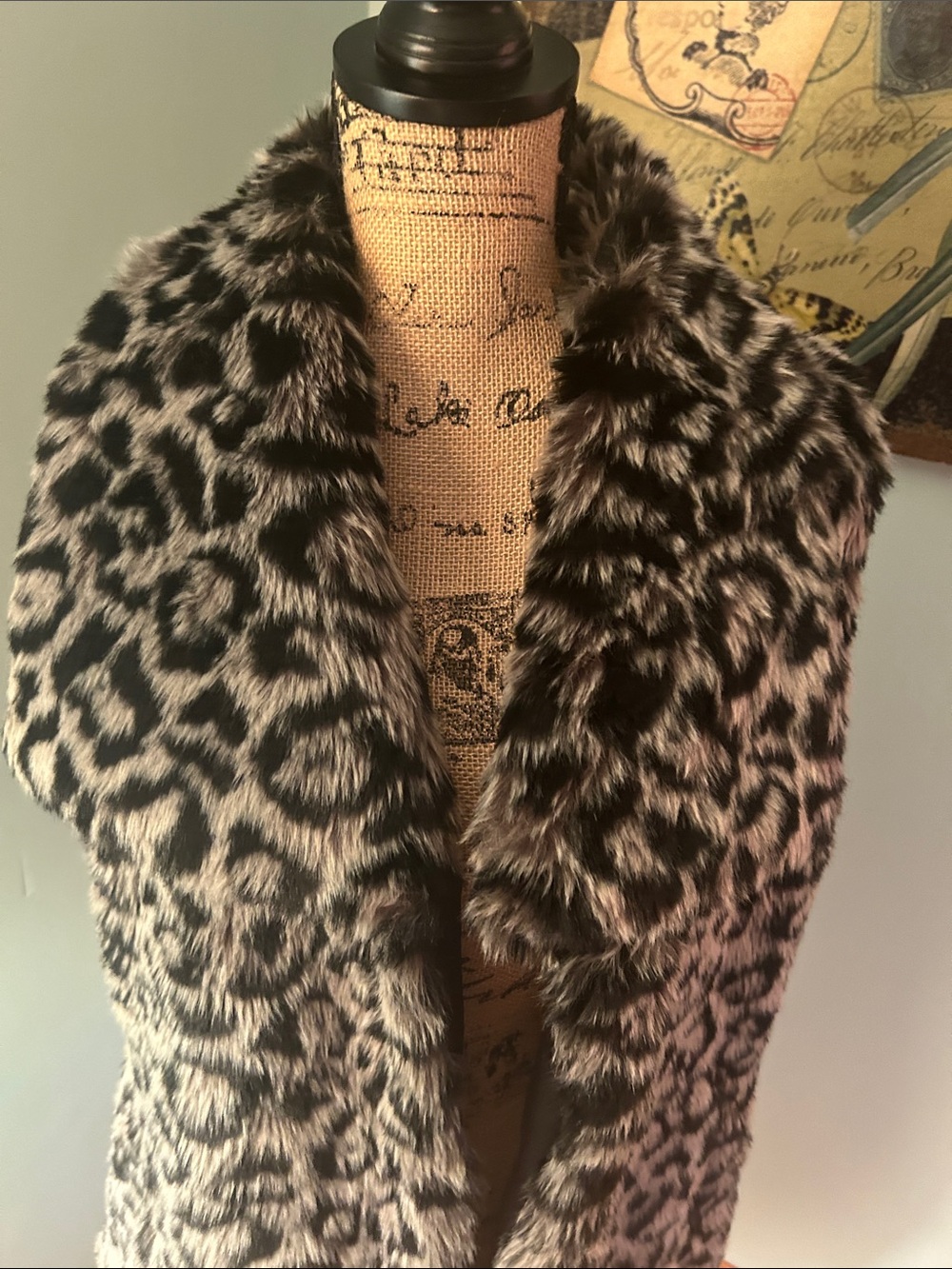 Via Spiga Leopard Print Faux Fur Vest - Black and Cream
